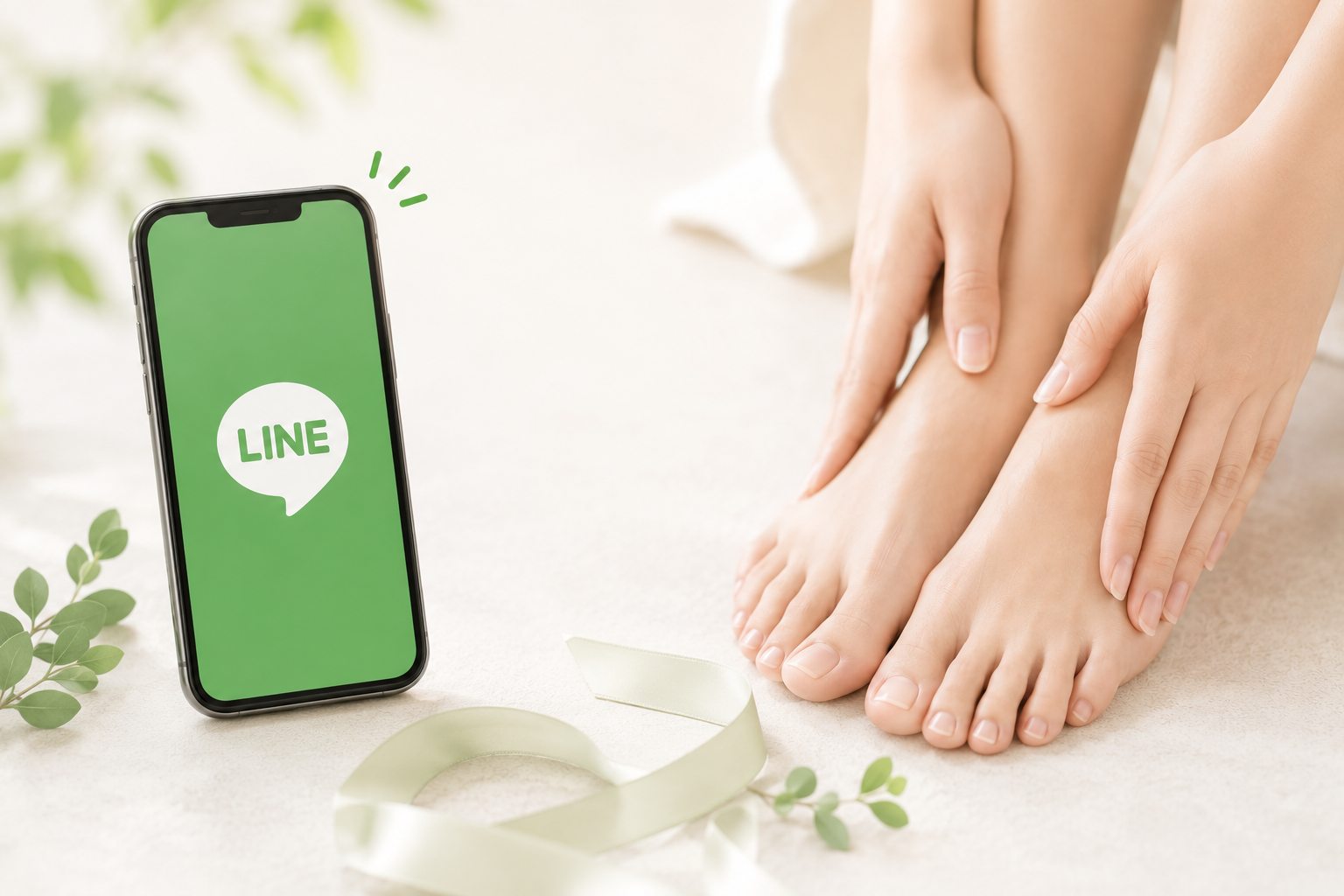 LINEで足の写真を送信する画面